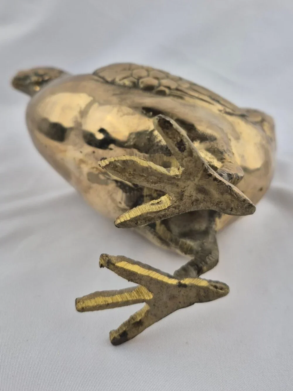 Vintage Brass Chicken Hen Figurine Large MCM Patina Farmhouse Country